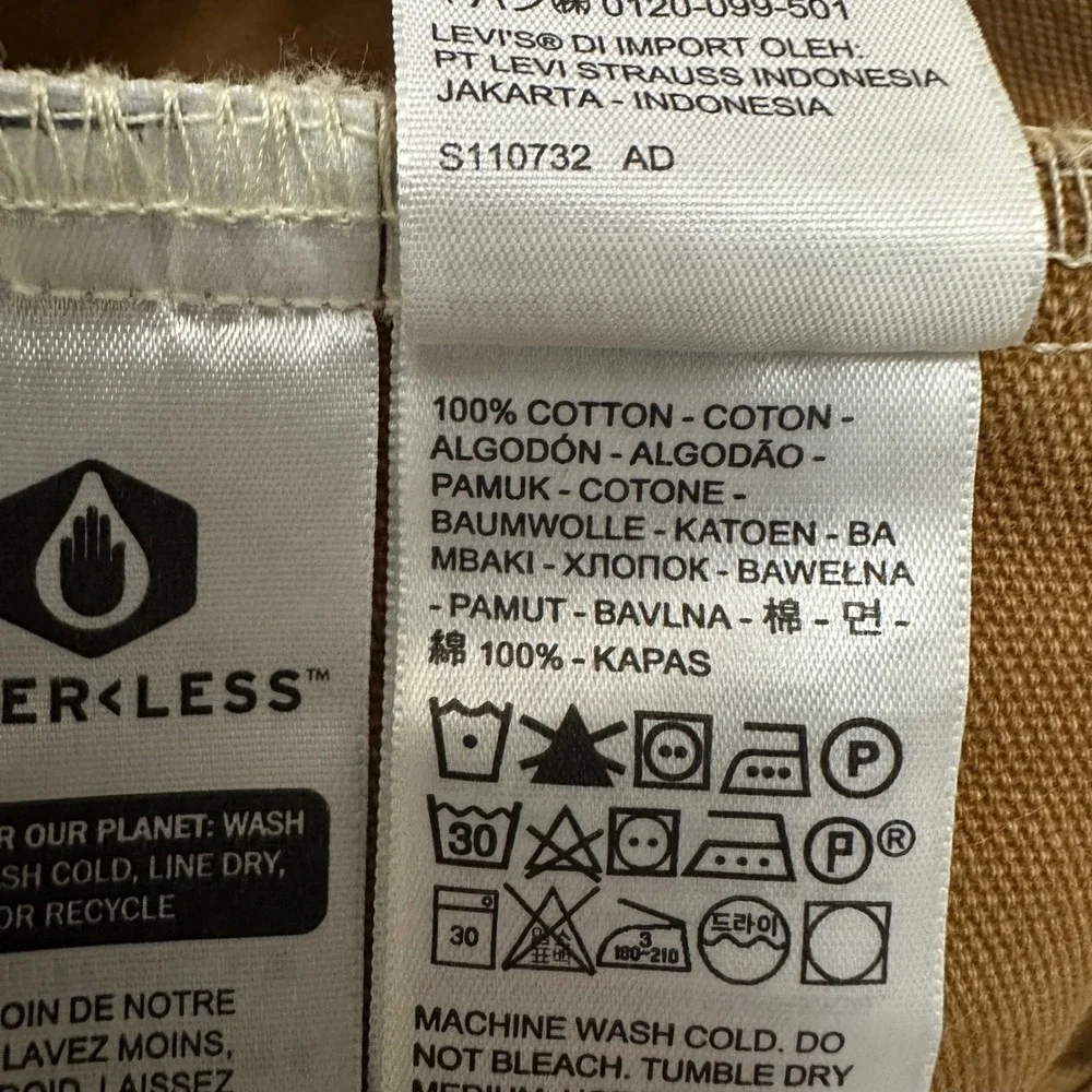 Levi's Mens Trucker Jacket Brown Cotton Canvas WaterLess Button Up Size S - Picture 11 of 12